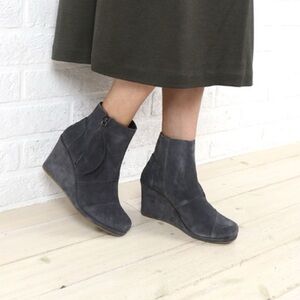 TOMS Gray Wedge Ankle Boots
